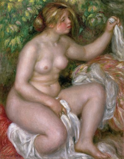 Na het bad, 1910 door Pierre Auguste Renoir